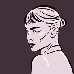 Dark portrait of a beautiful girl with bright makeup.