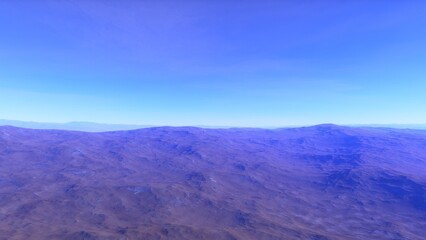 Exoplanet fantastic landscape. Beautiful views of the mountains and sky with unexplored planets