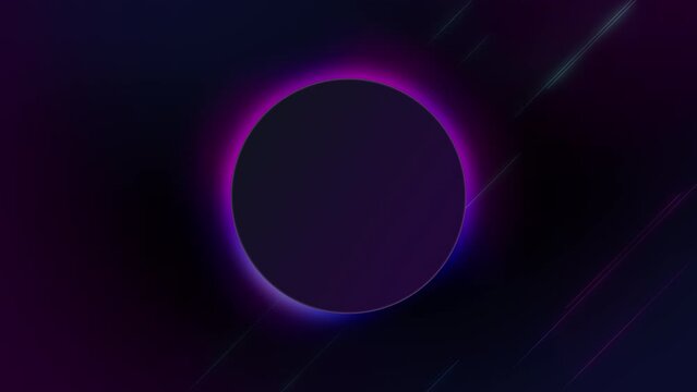 abstract neon circle animation. blue, purple, bright colors. motion graphics template, looped stock video. copy space for text. futuristic hi-tech technology modern style. fluorescent glow