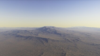 Exoplanet fantastic landscape. Beautiful views of the mountains and sky with unexplored planets