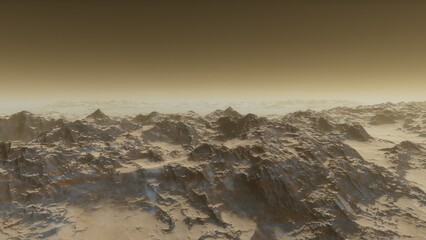 Exoplanet fantastic landscape. Beautiful views of the mountains and sky with unexplored planets