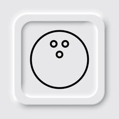 Bowling ball simple icon. Flat design. Neumorphism design.ai