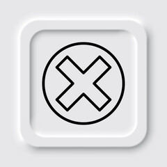 Obraz premium Delete, cross simple icon. Flat design. Neumorphism design.ai