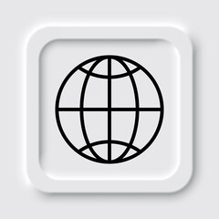 Globe, planet simple icon. Flat design. Neumorphism design.ai