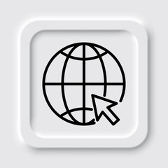 Internet world simple icon. Flat design. Neumorphism design.ai