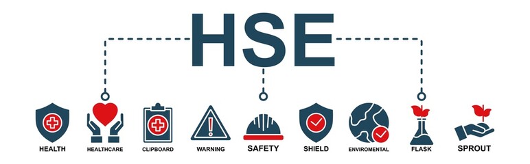 Hse Banner Web Icon Vector Illustration For Health, Healthcare, Clipboard, Warning, Safety, Flask, Sprout, Environmental ‘in The Corporate Occupational Safety And Health