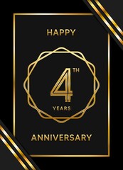 4 Years Anniversary logotype. Anniversary celebration template design with golden ring for booklet, leaflet, magazine, brochure poster, banner, web, invitation or greeting card. Vector illustrations