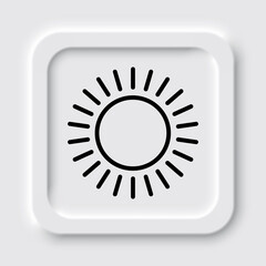 Sun simple icon, vector. Flat design. Neumorphism design.ai