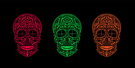 Skull vector background for fashion design, patterns, tattoos, day of the dead	