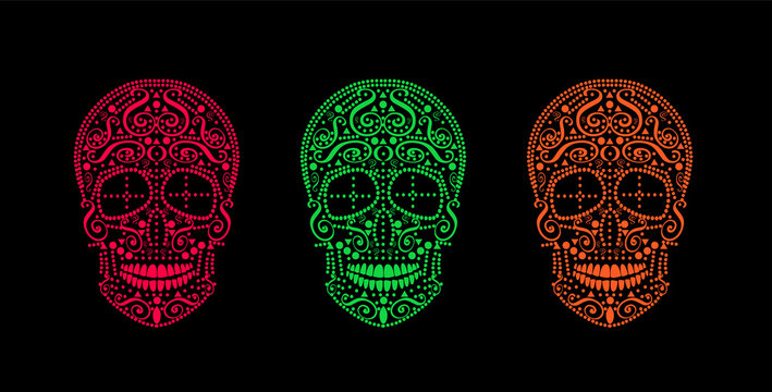 Skull vector background for fashion design, patterns, tattoos, day of the dead	