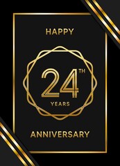 24 Years Anniversary logotype. Anniversary celebration template design with golden ring for booklet, leaflet, magazine, brochure poster, banner, web, invitation or greeting card. Vector illustrations