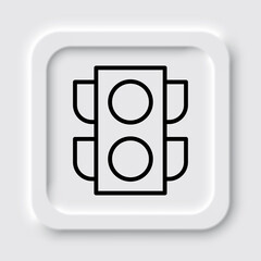 Traffic light simple icon. Flat design. Neumorphism design.ai