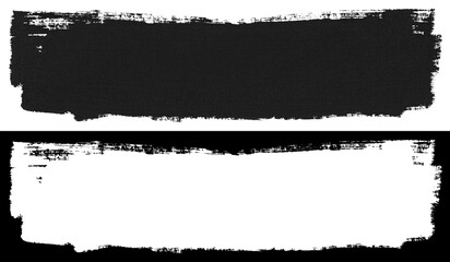 Stroke of black paint texture isolated on white background with clipping mask (alpha channel) for...