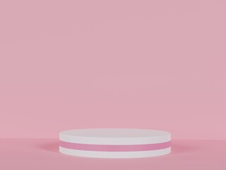 Background, 3d, blocks, cylinder base, shiny cube leaves in pink background. stage product display scene concept, promotion, wood, presentation, 3d cosmetics