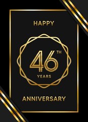 46 Years Anniversary logotype. Anniversary celebration template design with golden ring for booklet, leaflet, magazine, brochure poster, banner, web, invitation or greeting card. Vector illustrations