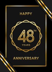 48 Years Anniversary logotype. Anniversary celebration template design with golden ring for booklet, leaflet, magazine, brochure poster, banner, web, invitation or greeting card. Vector illustrations