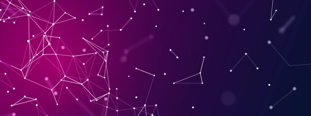 Vector abstract background. Design of plexus lines. Texture of digital network, torn grid. Connections by point, particles, stars. Constellations. Poster for technology, medicine, business. © Olga