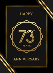 73 Years Anniversary logotype. Anniversary celebration template design with golden ring for booklet, leaflet, magazine, brochure poster, banner, web, invitation or greeting card. Vector illustrations