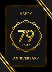 79 Years Anniversary logotype. Anniversary celebration template design with golden ring for booklet, leaflet, magazine, brochure poster, banner, web, invitation or greeting card. Vector illustrations