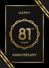 81 Years Anniversary logotype. Anniversary celebration template design with golden ring for booklet, leaflet, magazine, brochure poster, banner, web, invitation or greeting card. Vector illustrations