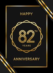 82 Years Anniversary logotype. Anniversary celebration template design with golden ring for booklet, leaflet, magazine, brochure poster, banner, web, invitation or greeting card. Vector illustrations