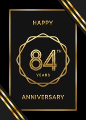84 Years Anniversary logotype. Anniversary celebration template design with golden ring for booklet, leaflet, magazine, brochure poster, banner, web, invitation or greeting card. Vector illustrations