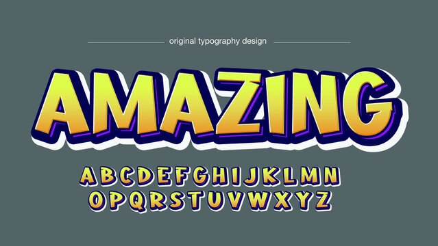 yellow and orange 3d cartoon display typography
