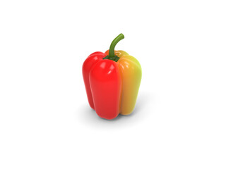 Red and green bell pepper - top down view
