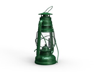 Dark green vintage oil lamp - lantern
