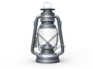 Metallic gray vintage oil lamp - lantern - obrazy, fototapety, plakaty