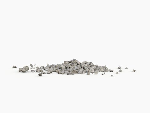 Small Pile Of Rocks And Rubble Isolated On White Background