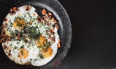 fried eggs with parsley