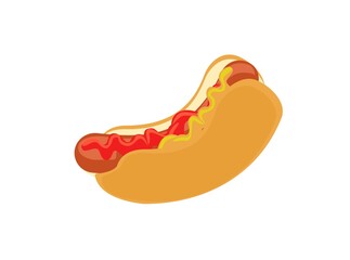 hot dog with ketchup and mustard 