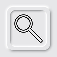Magnifier, zoom simple icon vector. Flat design. Neumorphism design.ai