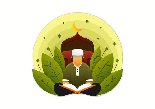 tadarus reading the quran illustration