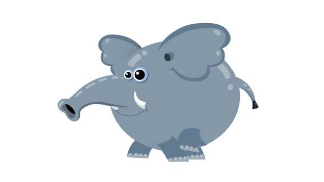 Cartoon gray elephant animation. Walking character loop. Alpha channel included. Good for any material for kids, adverts, etc...