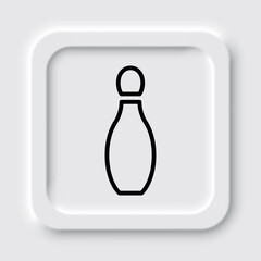Bowling skittle simple icon. Flat design. Neumorphism design.ai