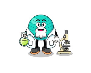 Mascot of exercise ball as a scientist