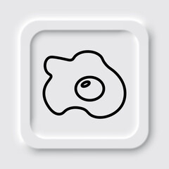 Egg fried simple icon. Flat design. Neumorphism design.ai