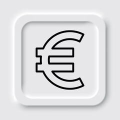 Euro money simple icon. Flat design. Neumorphism design.ai