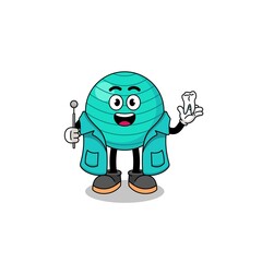 Obraz premium Illustration of exercise ball mascot as a dentist
