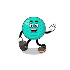 exercise ball cartoon walking