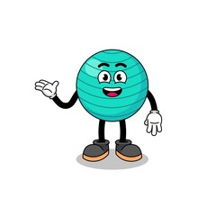 exercise ball cartoon with welcome pose