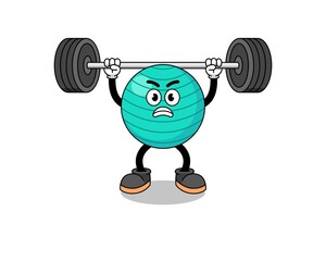 Fototapeta na wymiar exercise ball mascot cartoon lifting a barbell