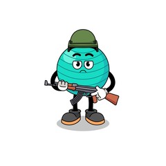Cartoon of exercise ball soldier