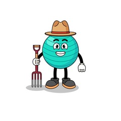 Cartoon mascot of exercise ball farmer