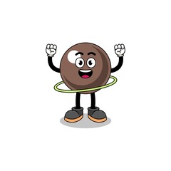 Character Illustration of tapioca pearl playing hula hoop