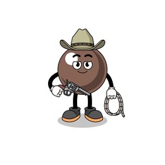 Character mascot of tapioca pearl as a cowboy
