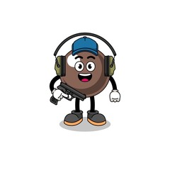 Character mascot of tapioca pearl doing shooting range
