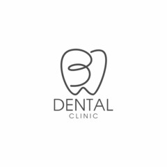 line art letter B dental logo design